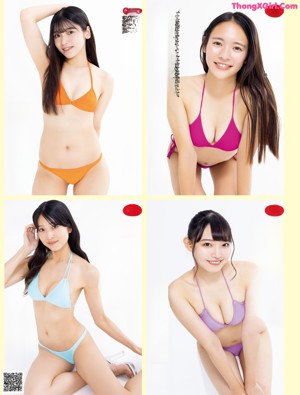 A woman in a bikini is posing for a magazine.
