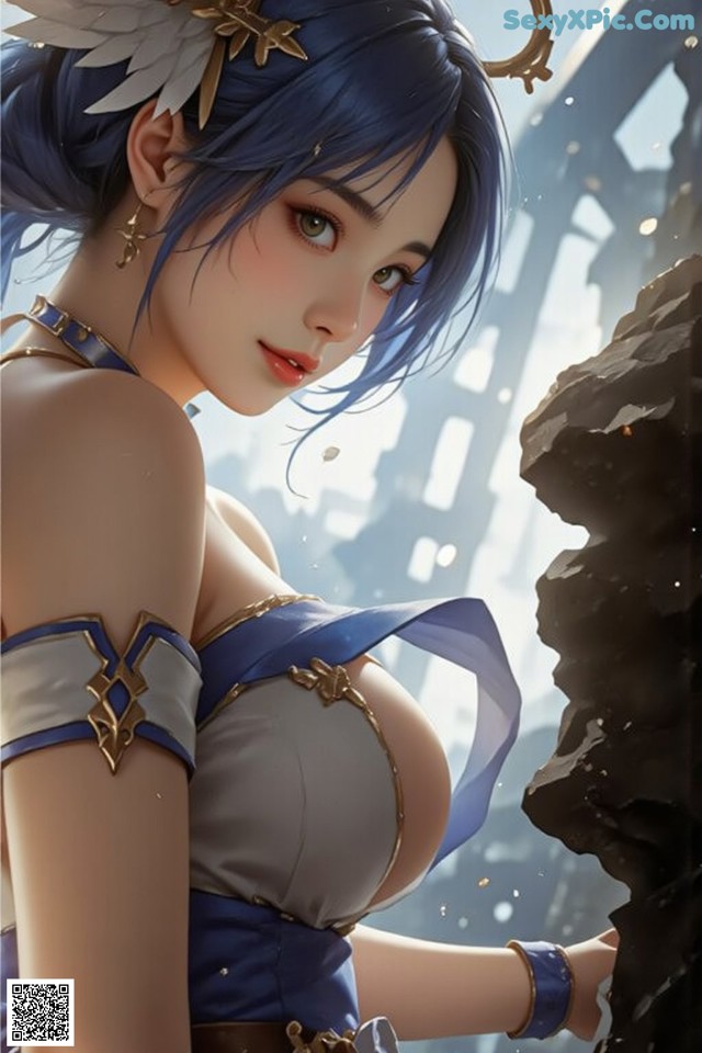 Hentai - Captivating Grace of the Cosmic Maiden Set.2 20250125 Part 7 No.324be7 A woman with blue hair and a crown on her head.