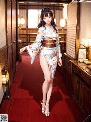 A woman in a kimono posing for a picture.
